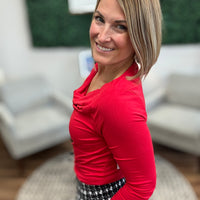 Liverpool - 3/4 Sleeve Draped Neck Knit Top