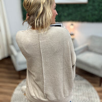 Brushed Melange Drop Shoulder Oversized Top - Ash Mocha