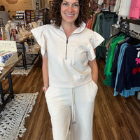 Textured Wide Leg Crop Pants