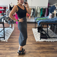 Ribbed Asymmetric Hem and Sleeve Top & Skirt Set