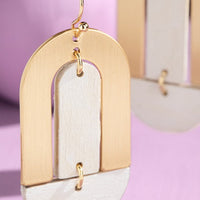 Wood Geo Oval Earrings