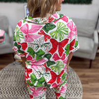 Christmas Bows Lounge Pant + Top Pajama Set