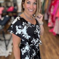 Liverpool - Midnight Bloom Flutter Sleeve Dress