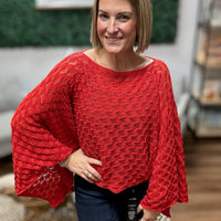 Free Spirit Bell Sleeve Sweater - Red