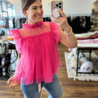 Pink Tulle Babydoll Top