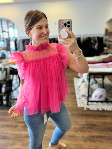 Pink Tulle Babydoll Top