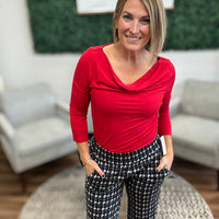 Liverpool - 3/4 Sleeve Draped Neck Knit Top