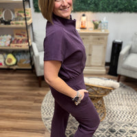 Modal Scuba Zip-Front Jumpsuit - Plum