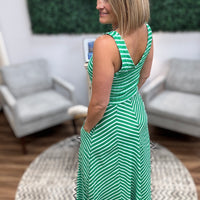 Luciana Striped Tank Dress - Green/White