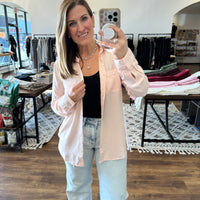 Ginger - Pale Pink Button Up Top