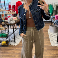 Washed Terry Wide Leg Pants