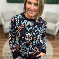 Liverpool: Long Sleeve Drop Shoulder Jacquard Sweater