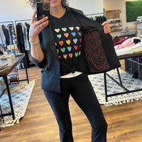 Eco-Friendly Recycled Poly Shirred Sleeve Blazer - Black