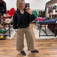 Washed Terry Wide Leg Pants