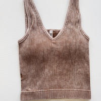 Mineral Washed Tank with Built-In Bra