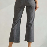Solid Cropped Work Pants - Grey