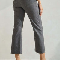 Solid Cropped Work Pants - Grey