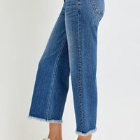 Risen - High Rise Double Band Crop Jean - Dark Wash
