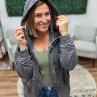 Fleece Hoodie Jacket with Tapered Sleeves