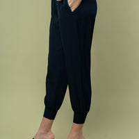 Cassia - High Waisted Solid Woven Joggers