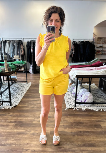 Judy Blue - Canary Yellow High Rise Tummy Control Shorts