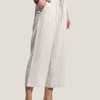 Lizzy - Pinstriped Linen Crop Pants