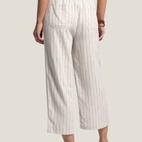 Lizzy - Pinstriped Linen Crop Pants