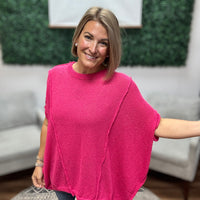Drop Shoulder Relaxed Tunic - Hot Pink