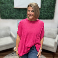 Drop Shoulder Relaxed Tunic - Hot Pink