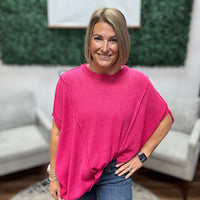 Drop Shoulder Relaxed Tunic - Hot Pink