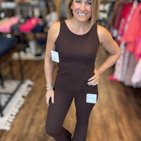 Ribbed Flare Lounge Leggings - Chocolate