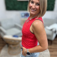 City Lights Embellished Tank - Red