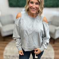Off-Duty Cold Shoulder Sweatshirt - Heather Grey