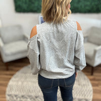 Off-Duty Cold Shoulder Sweatshirt - Heather Grey