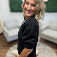 Chelsea - Viscose Puff Sleeve Sweater - Black