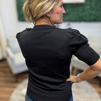 Chelsea - Viscose Puff Sleeve Sweater - Black