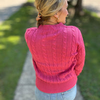 Emma Cable Knit Sweater - Salmon