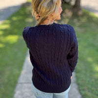 Emma Cable Knit Sweater - Navy