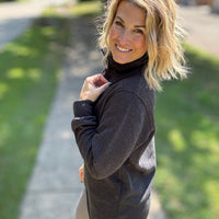 Miley - Vintage Quarter Zip Pullover - Black