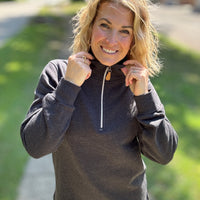 Miley - Vintage Quarter Zip Pullover - Black