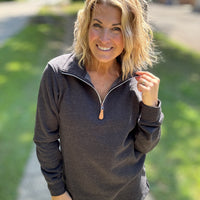 Miley - Vintage Quarter Zip Pullover - Black