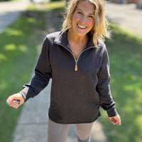 Miley - Vintage Quarter Zip Pullover - Black