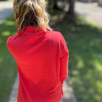 Miley - Vintage Quarter Zip Pullover - Red