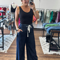 Risen - Mid Rise Wide Leg Pant with Drawstring