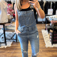 Risen - Distressed Relaxed Fit Overall Jeans