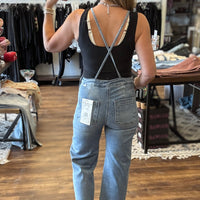 Risen - Crop Straight Leg Overalls - Medium Wash
