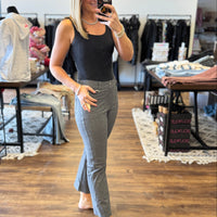 Solid Cropped Work Pants - Grey