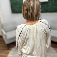 Liverpool - Long Sleeve Woven Raglan Blouse W/ Embroidery