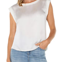 Liverpool - Sleeveless Woven Knit Top - Whipped Cream