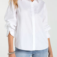 Liverpool - Adjustable Sleeve Button Front Woven Top